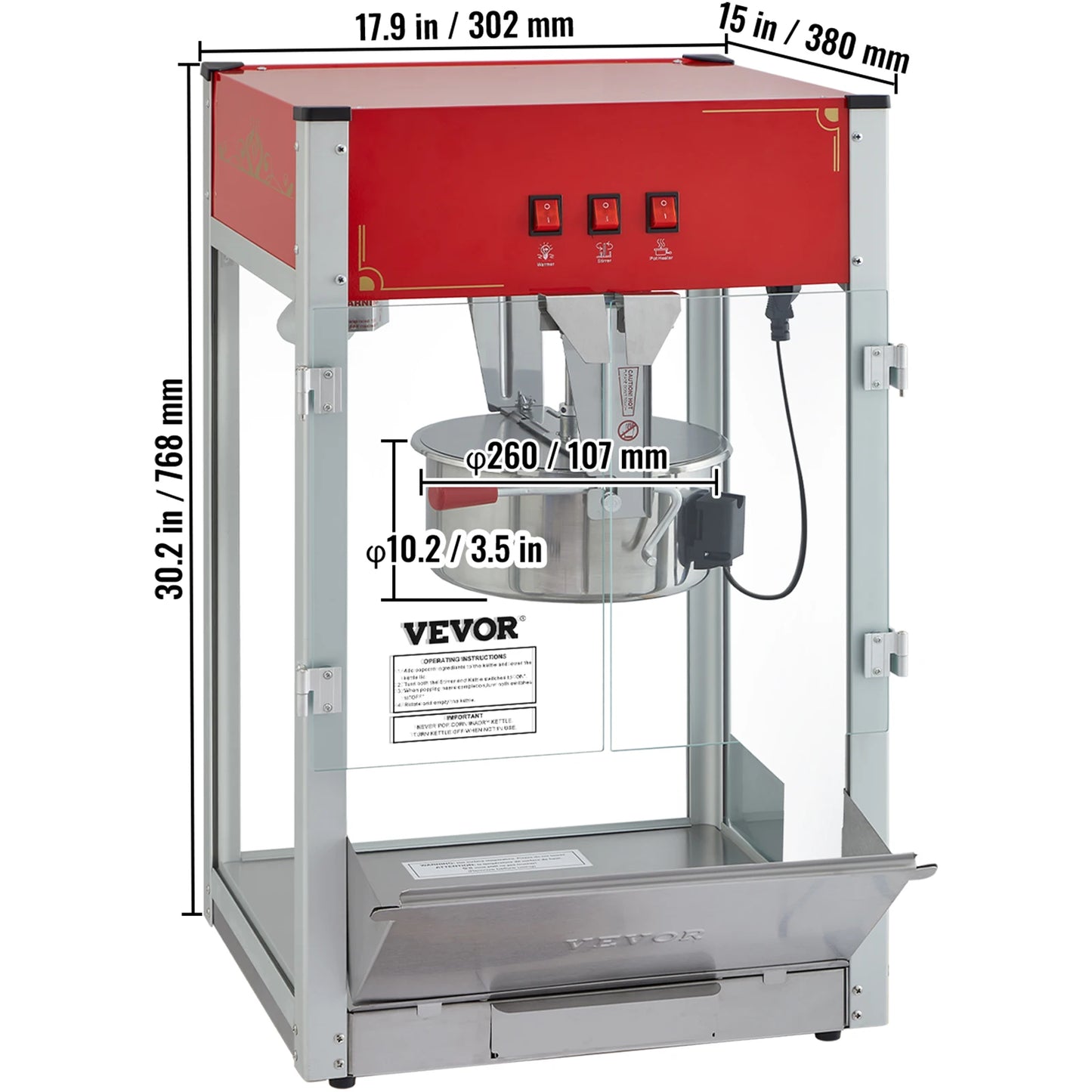 SucceBuy Commercial Electric Popcorn Maker Machine Automatic With Scoop