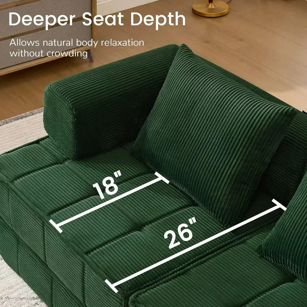 Corduroy 6-In-1 Convertible Sleeper Sofa Bed With Pillows