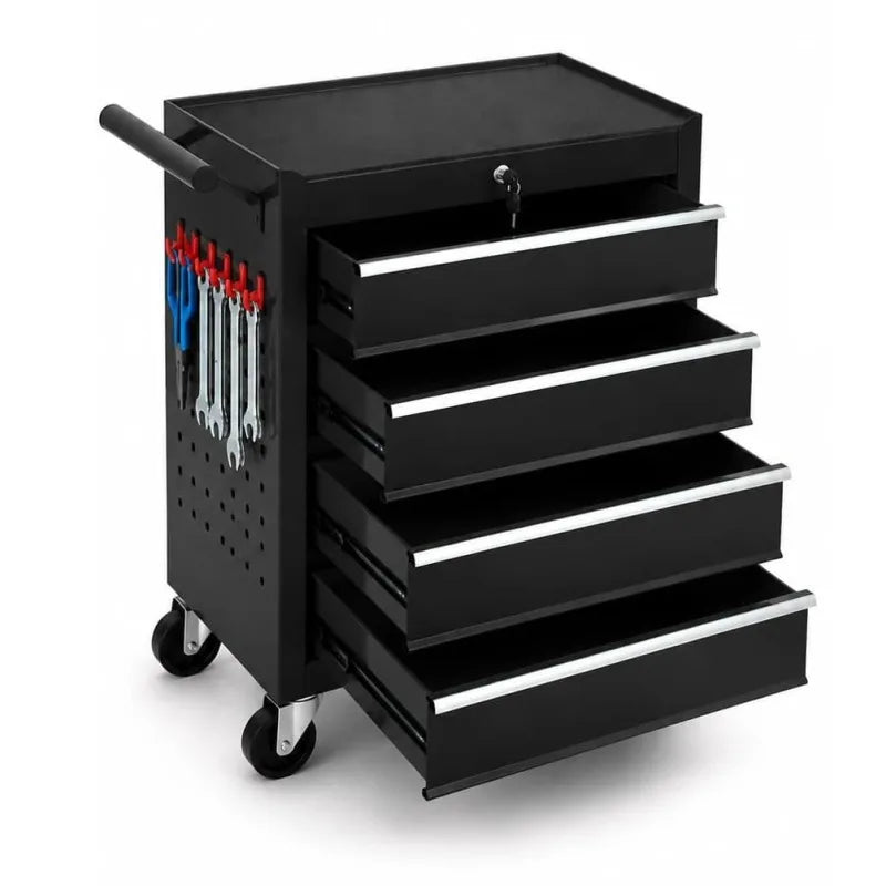 4 Drawer Rolling Tool Chest Portable Carbon Steel Storage Organizer