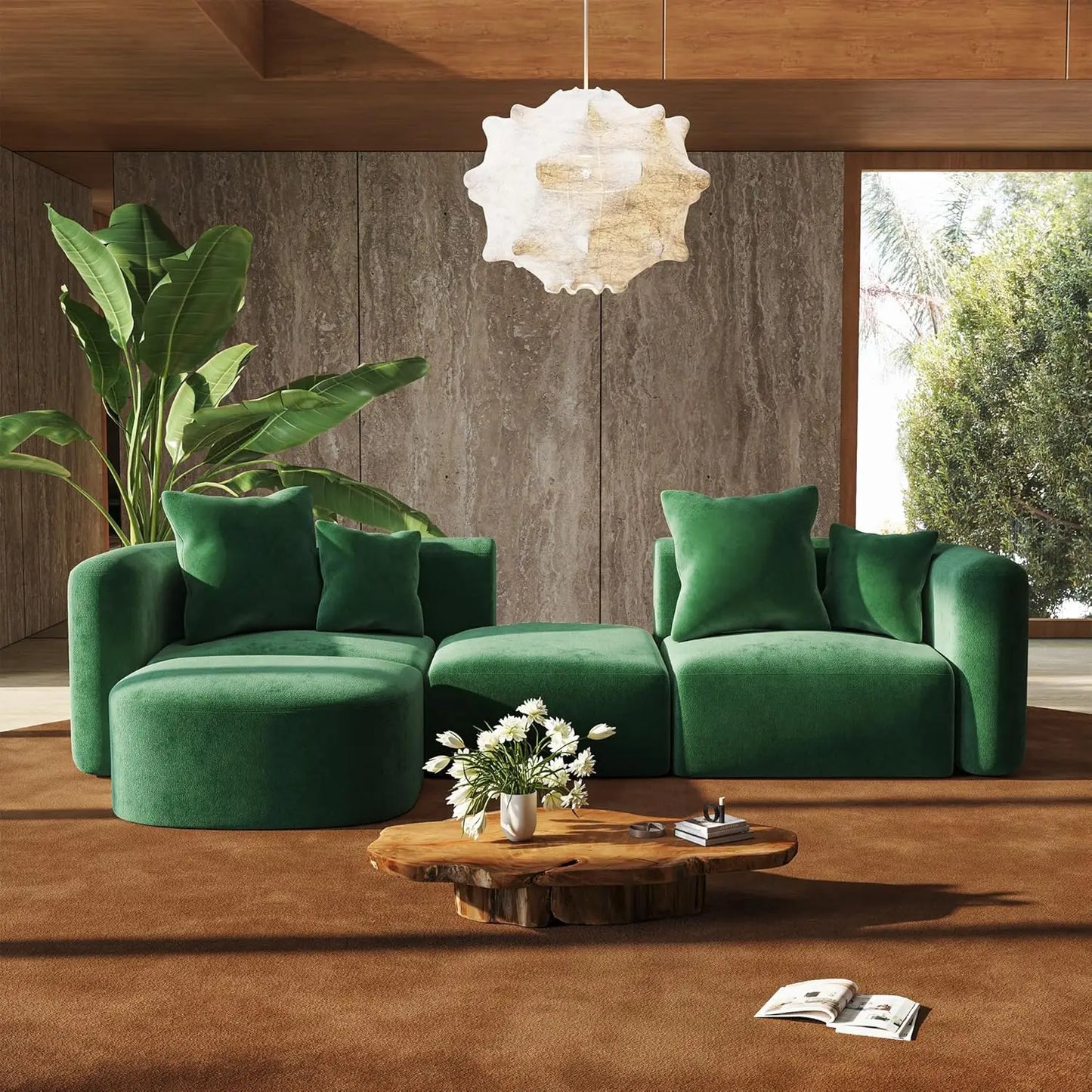 116" Modular Sectional Couches with Ottoman, Luxury Modern Curved Back Sofa, Minimalist Style Oversized 4 Seat Deep, Customized