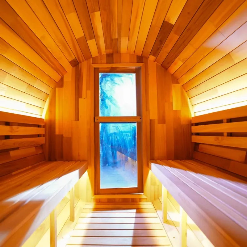 Outdoor Red Cedar Solid Wood Sauna Room Dry Sauna With Panoramic Windows