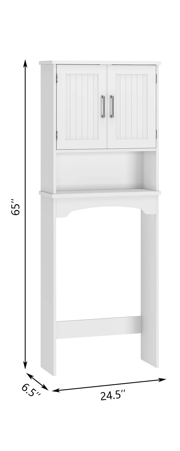 HiMISS Over Toilet Cabinet With Double Door Anti Tip Organizer