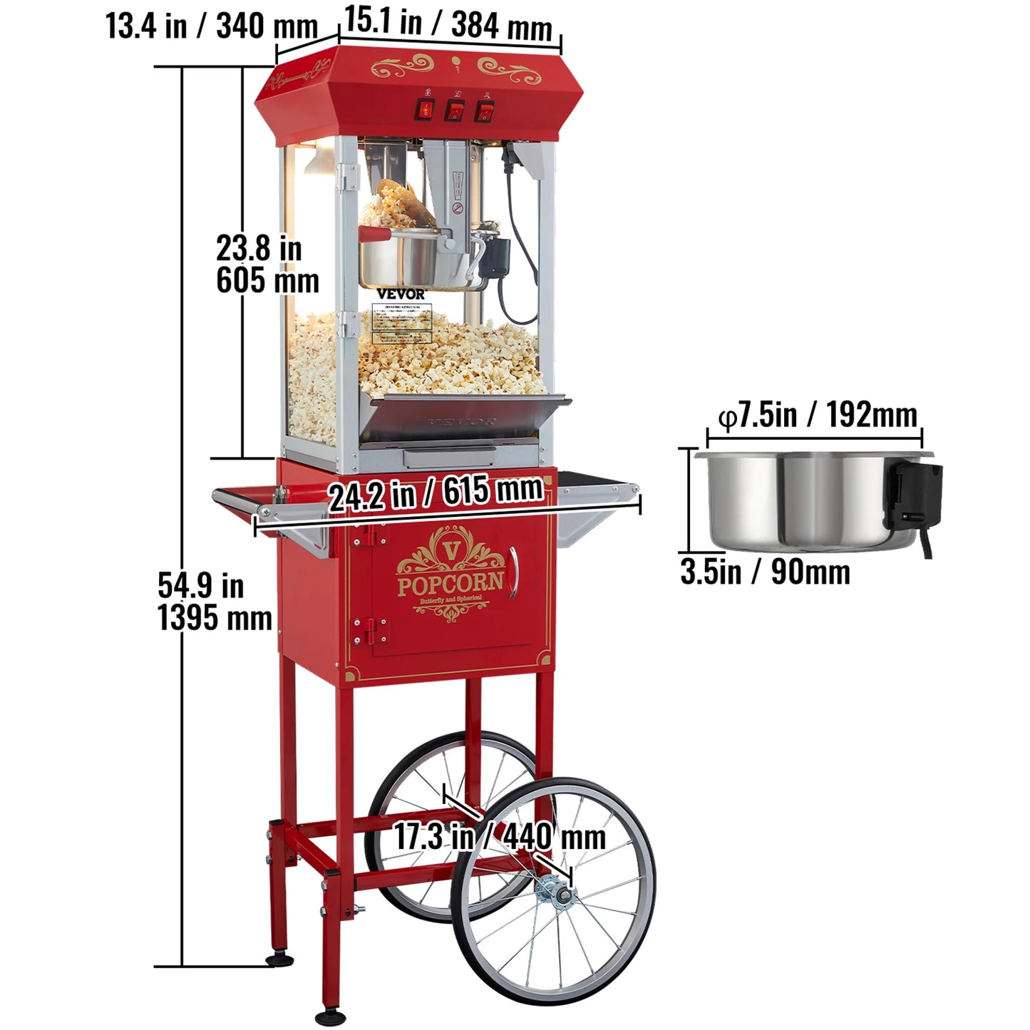 Succebuy Electric Commercial Automatic Popcorn Maker Stainless Steel Kettle