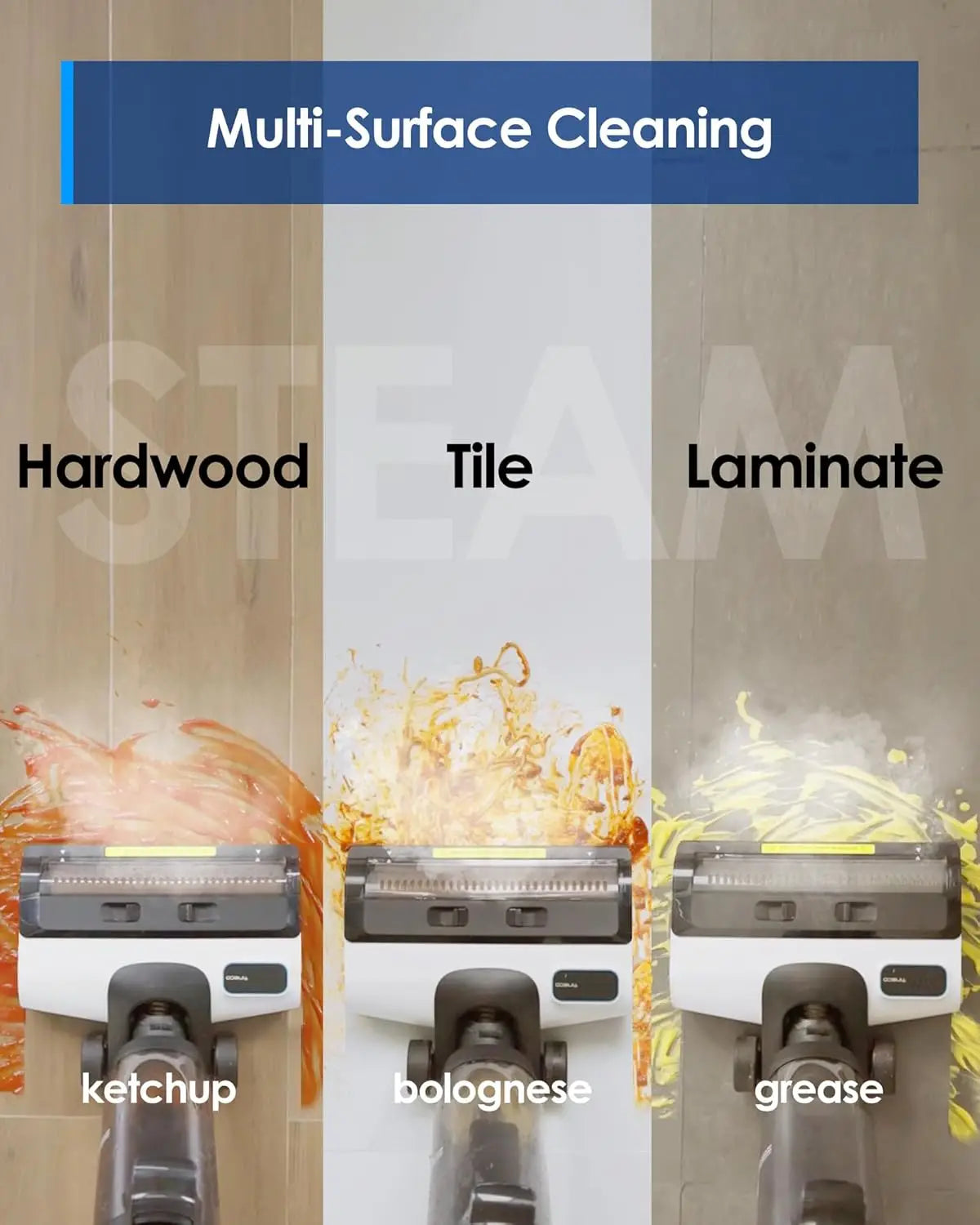 All-in-One Steam Wet Dry Vacuum for Hardwood Floors, 248°F High-Temp Self-Cleaning Mop