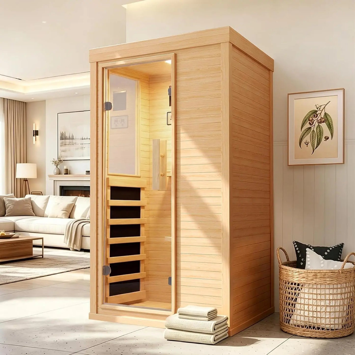 Nordivale 1 Person Wood Infrared Sauna With Bluetooth Control Panel
