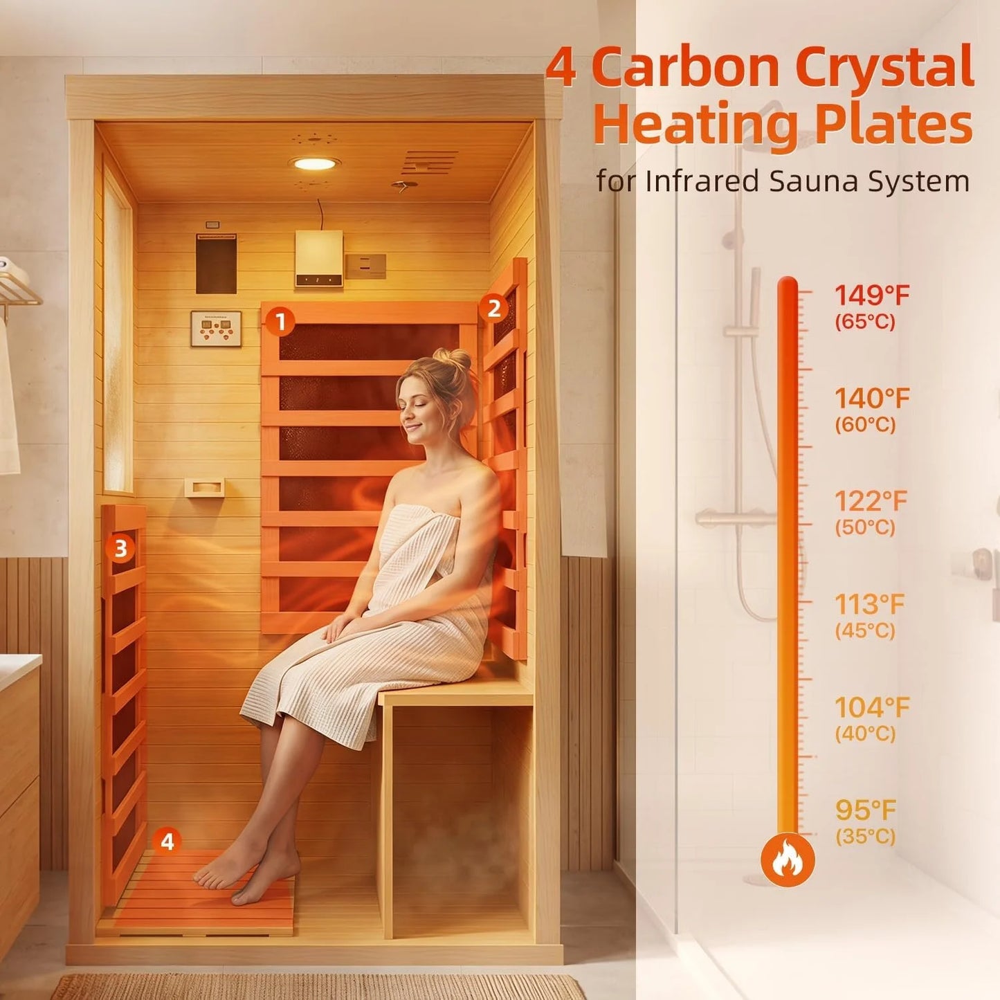 Nordivale 1 Person Wood Infrared Sauna With Bluetooth Control Panel