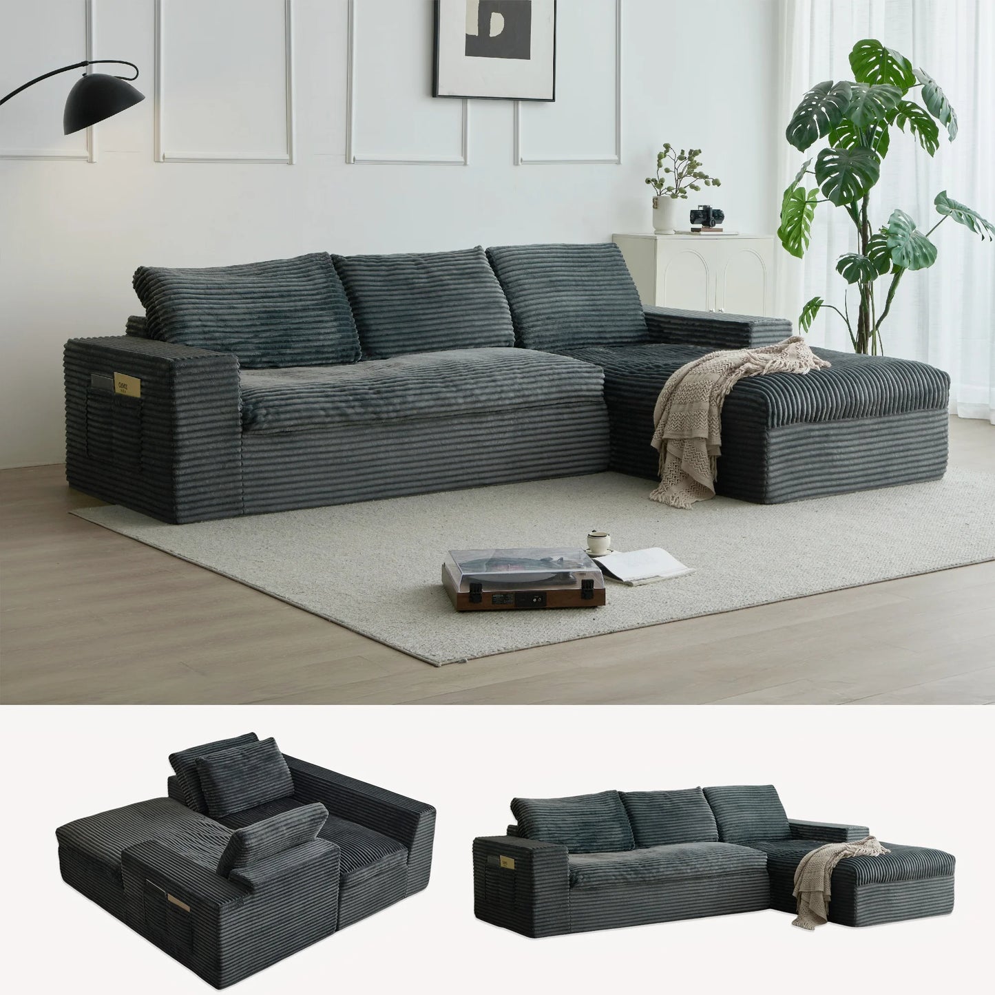 Yeflixvrau Modular Sectional Sofa With Chaise Deep Seat