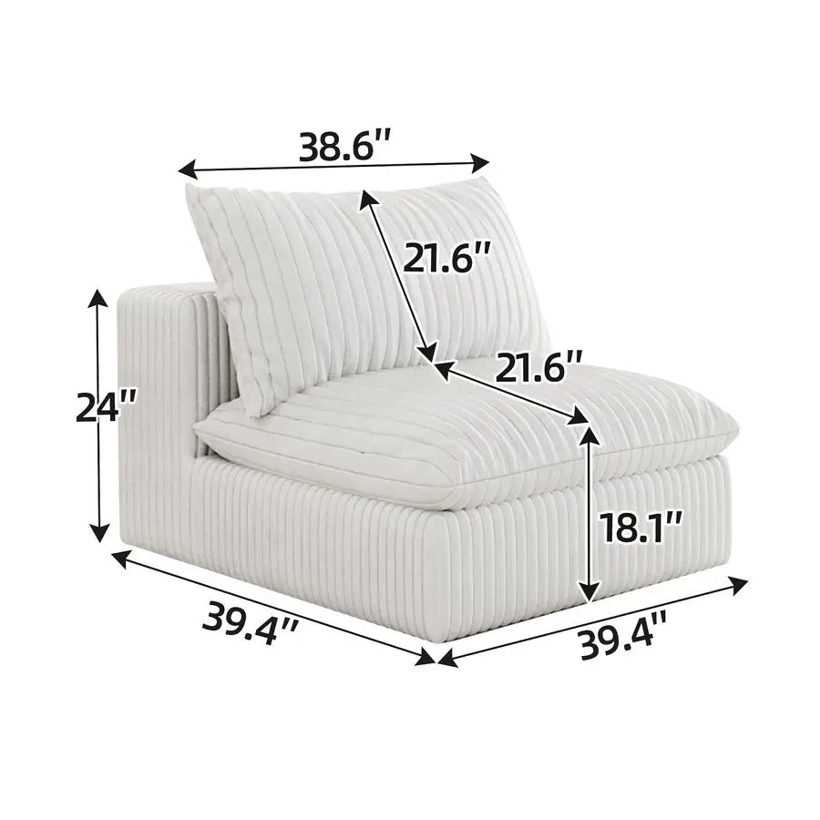 MBVM 118 Modular Cloud Couch Sectional With Ottoman