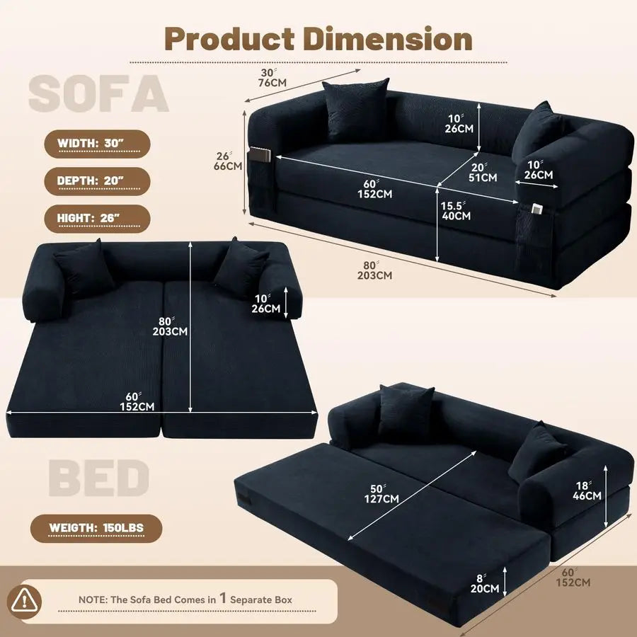 MBVM Convertible Sofa Bed Couch With Storage And Folding Sleeper