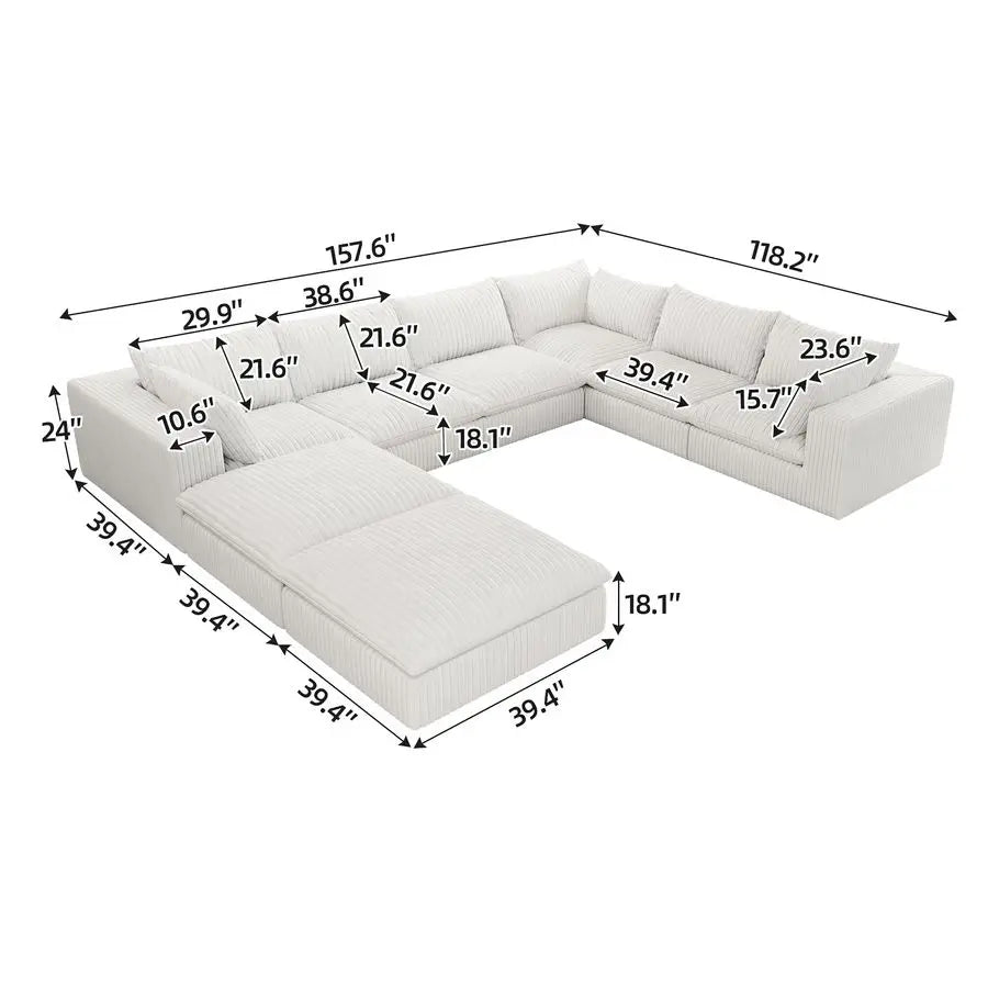 MBVM Cloud Modular Sectional Sofa L-Shaped With Ottoman