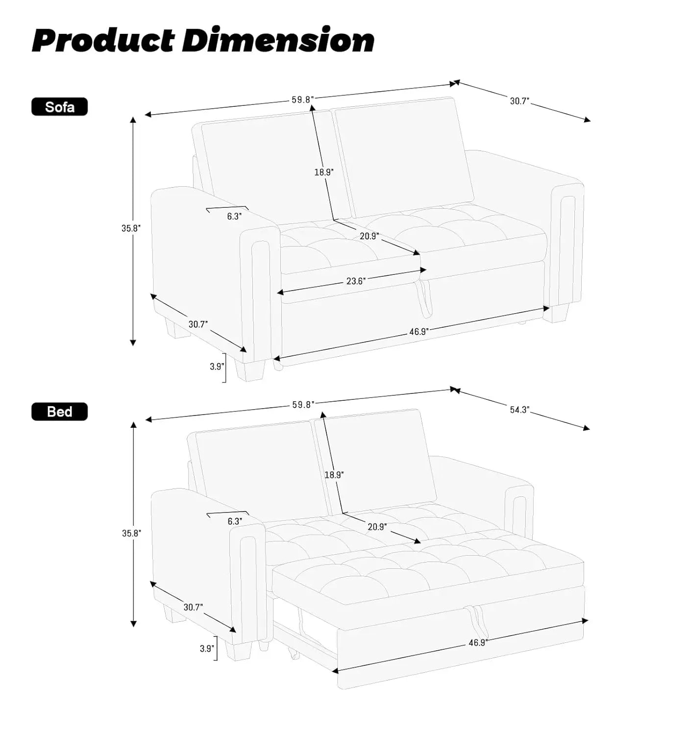 Modular Sectional Sleeper Sofa Pull Out Bed Velvet Living Room Apartment Beige, Custom
