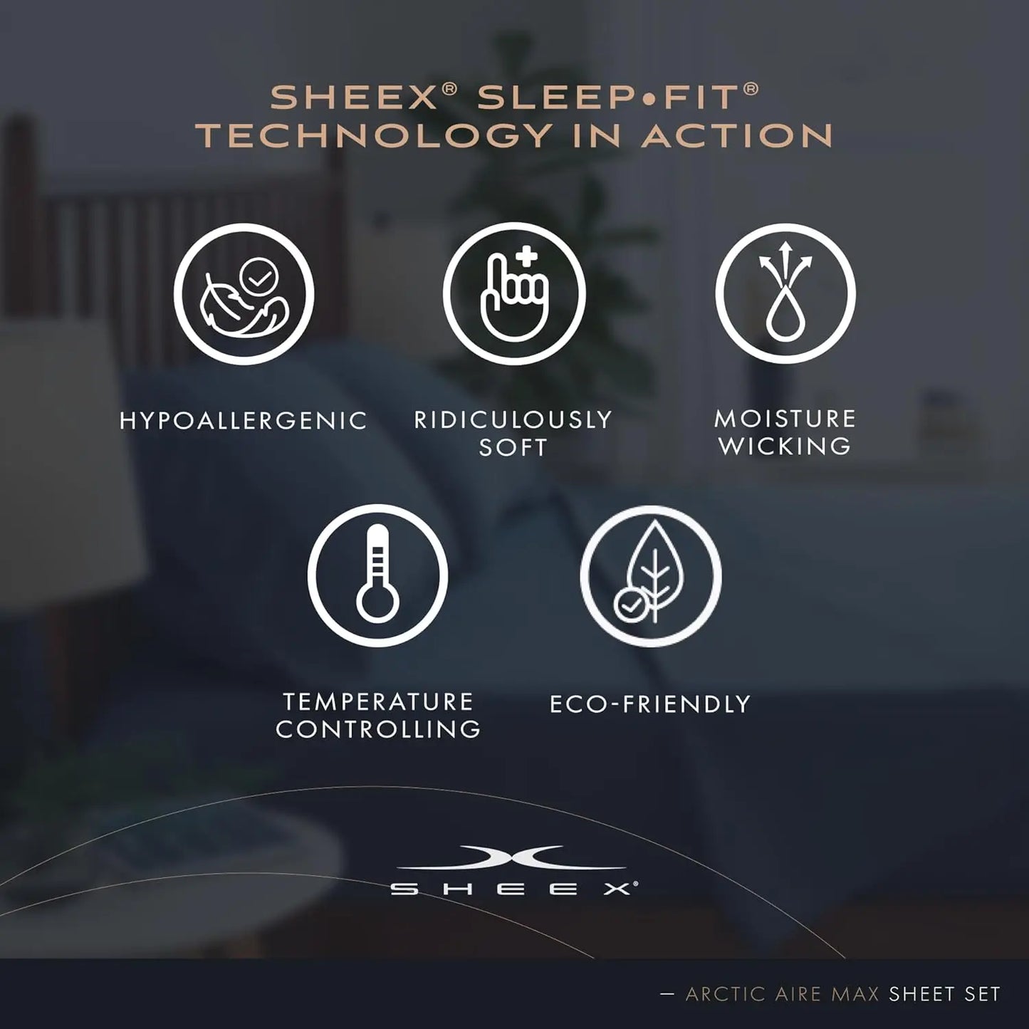 Arctic Aire MAX Sheet Set, Ultrasoft Cooling Sheets with 1 Flat Sheet, 1 Fitted Sheet, and 2 Pillow Cases, Queen, Denim