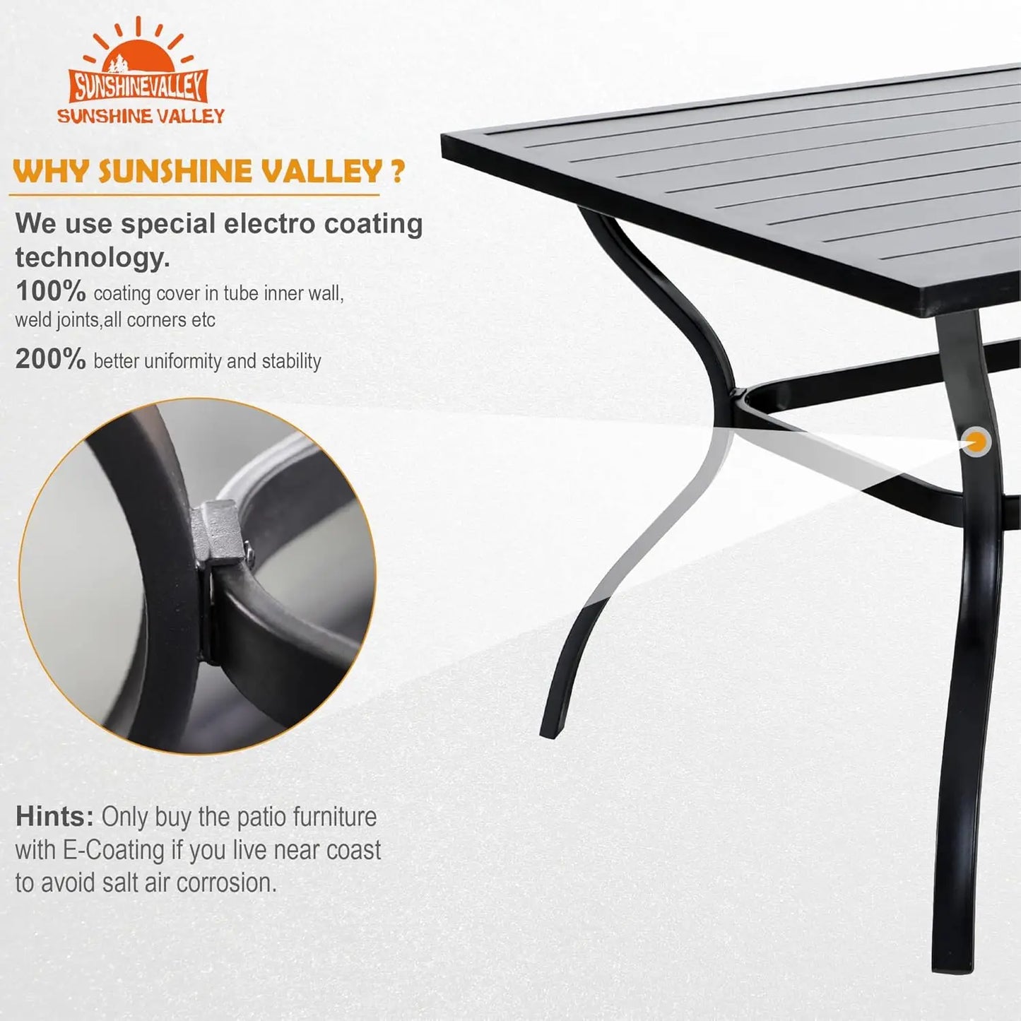 Sunshine Valle Patio Dining Set With Umbrella Hole
