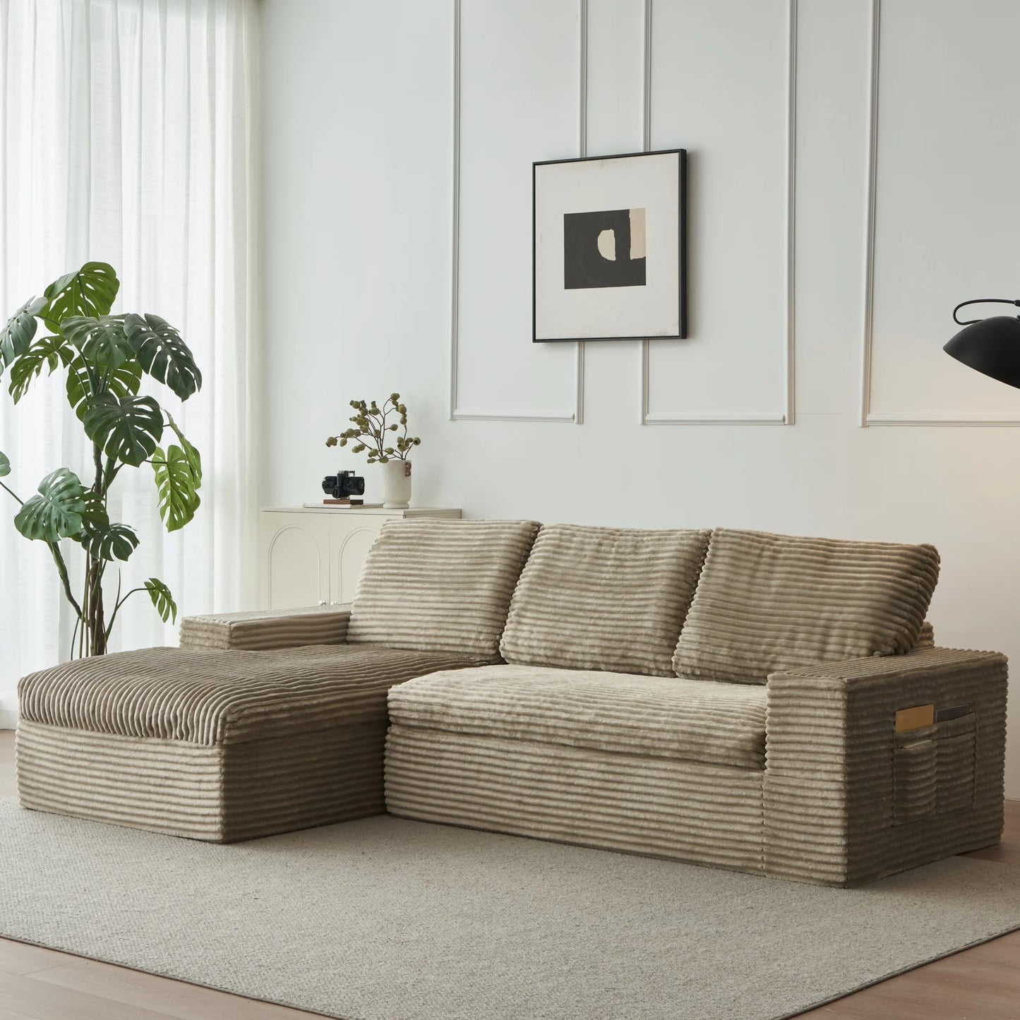 Yeflixvrau Modular Sectional Sofa With Chaise In Corduroy Fabric