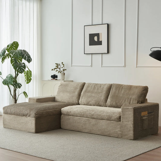 Yeflixvrau Modular Sectional Sofa With Chaise In Corduroy Fabric