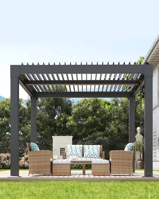 HiMISS Louvered Pergola With Adjustable Roof Gazebo