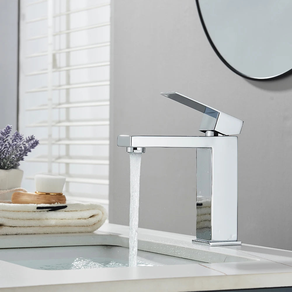 Matte Black Bathroom Basin Faucet Stainless Steel Cold Hot Mixer Deck Mounted Sink Mixer Tap Bathroom Crane Waterfall Tapware