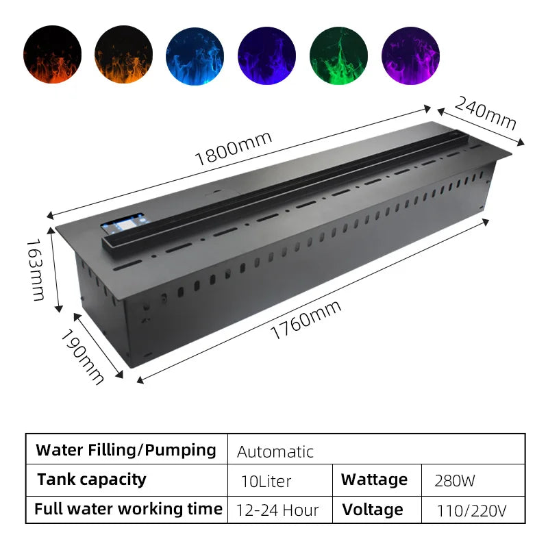 Electric Water Vapor Humidifier With 3D Flame Effect