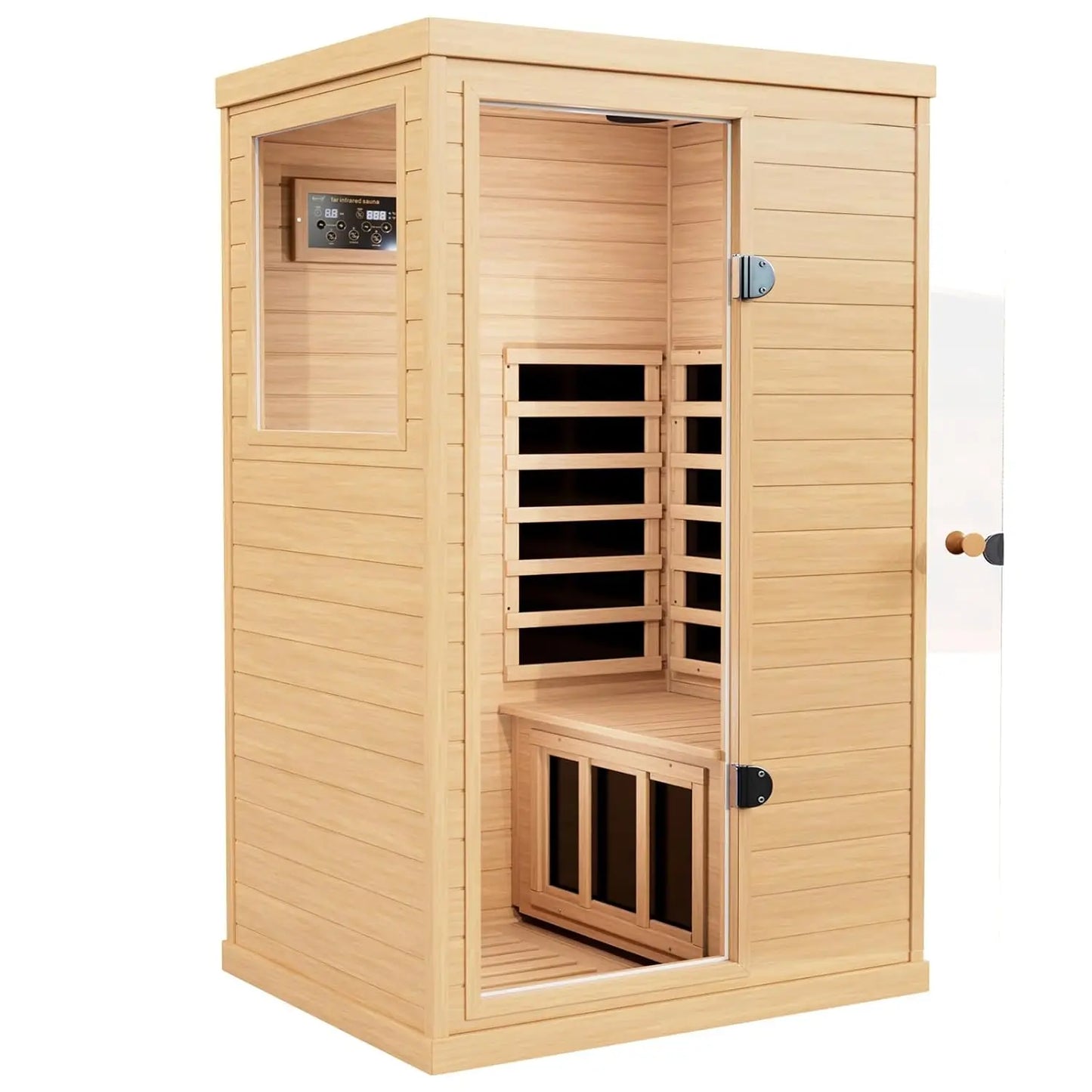 Infrared Wooden Sauna 1 Person Infrared Saunas for Home Dry Sauna for Home, Low Emf Infrared Sauna 1050W Indoor, Customized