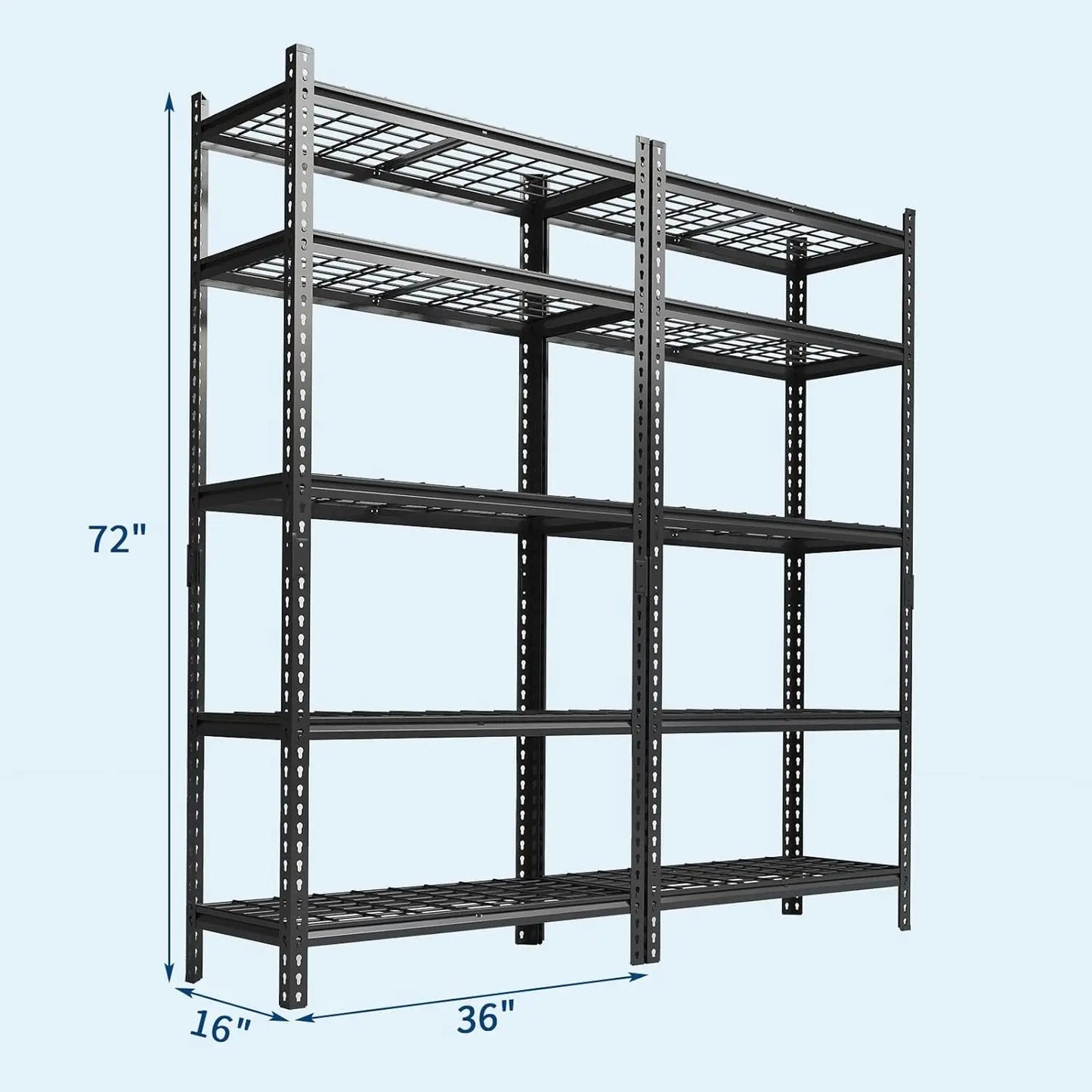 Metal Storage Shelving Unit, 5-Tier Adjustable Storage Rack Heavy Duty Garage Shelves, 2000 lbs for Kitchen Bathroom Warehouse