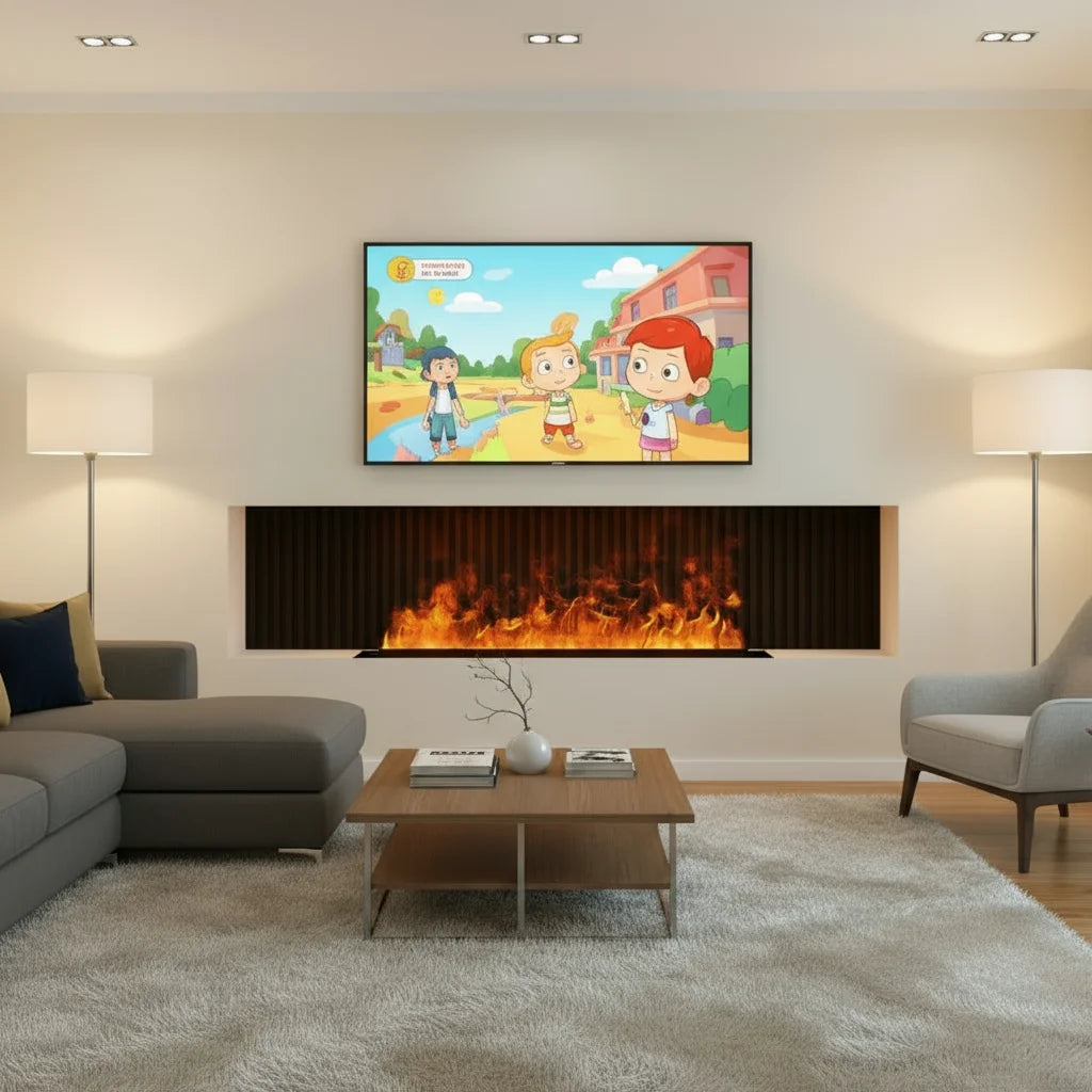 Electric Fireplace 3D Water Vapor Recessed With Remote Control Timer