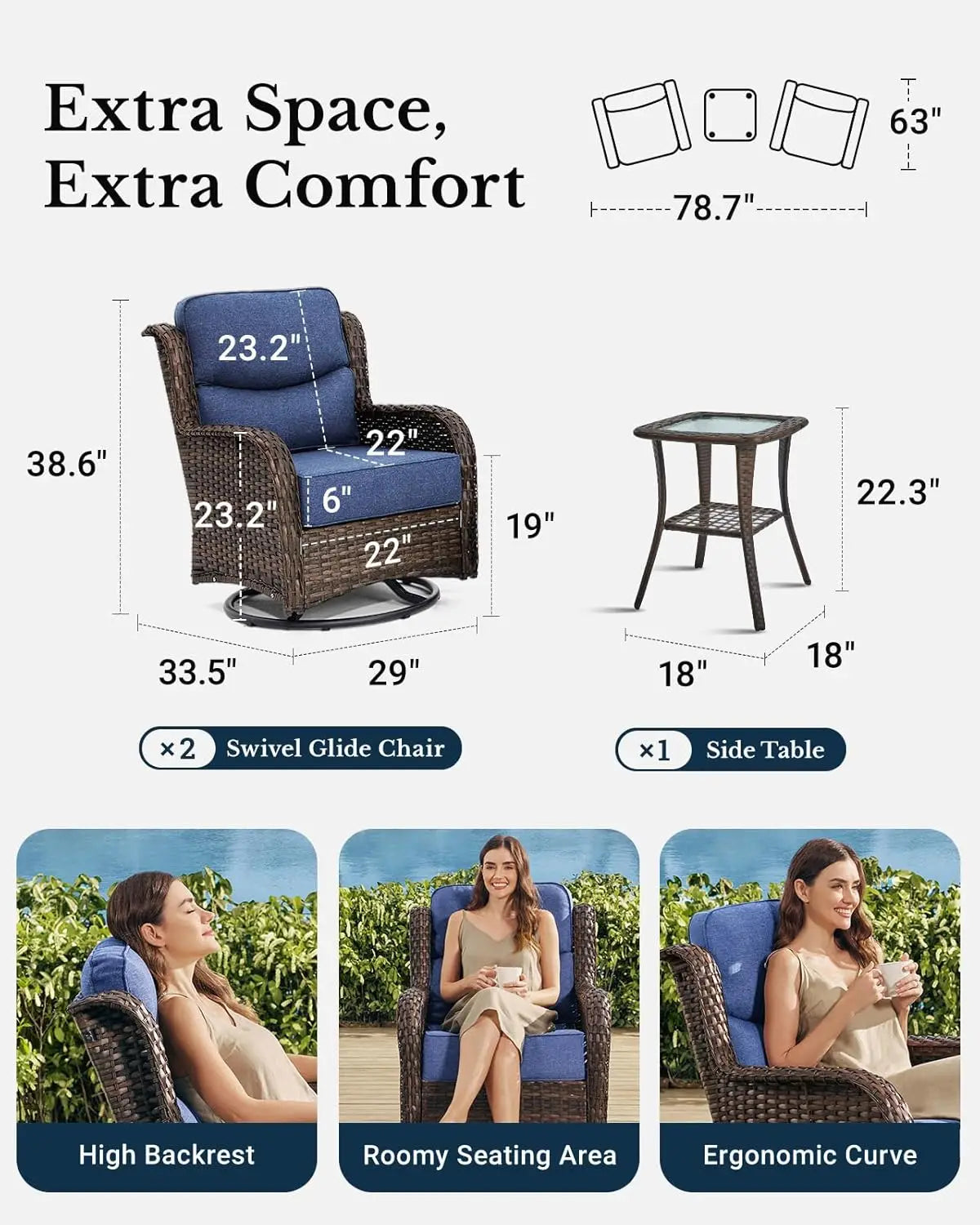 Luxury Outdoor Wicker Patio Set With High Back Rocker Chairs