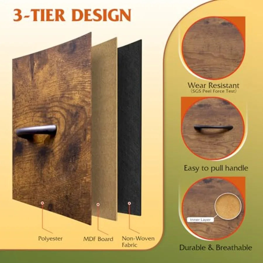 Tall Dresser for Bedroom with 10 Drawers, Fabric Dresser for Closet, Storage Tower with Cabinet, Metal Frame