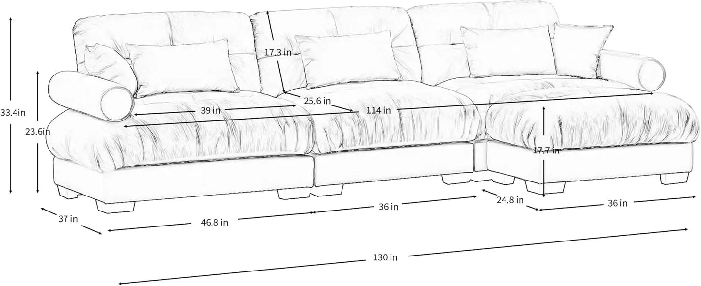 Modular Sectional Sofa L-Shaped Upholstered Couch For Living Room