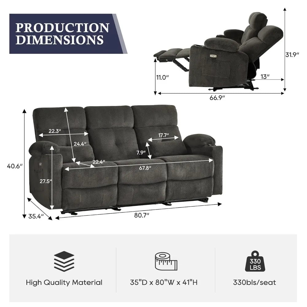 Guangbai Power Reclining Sofa With Heat Massage US