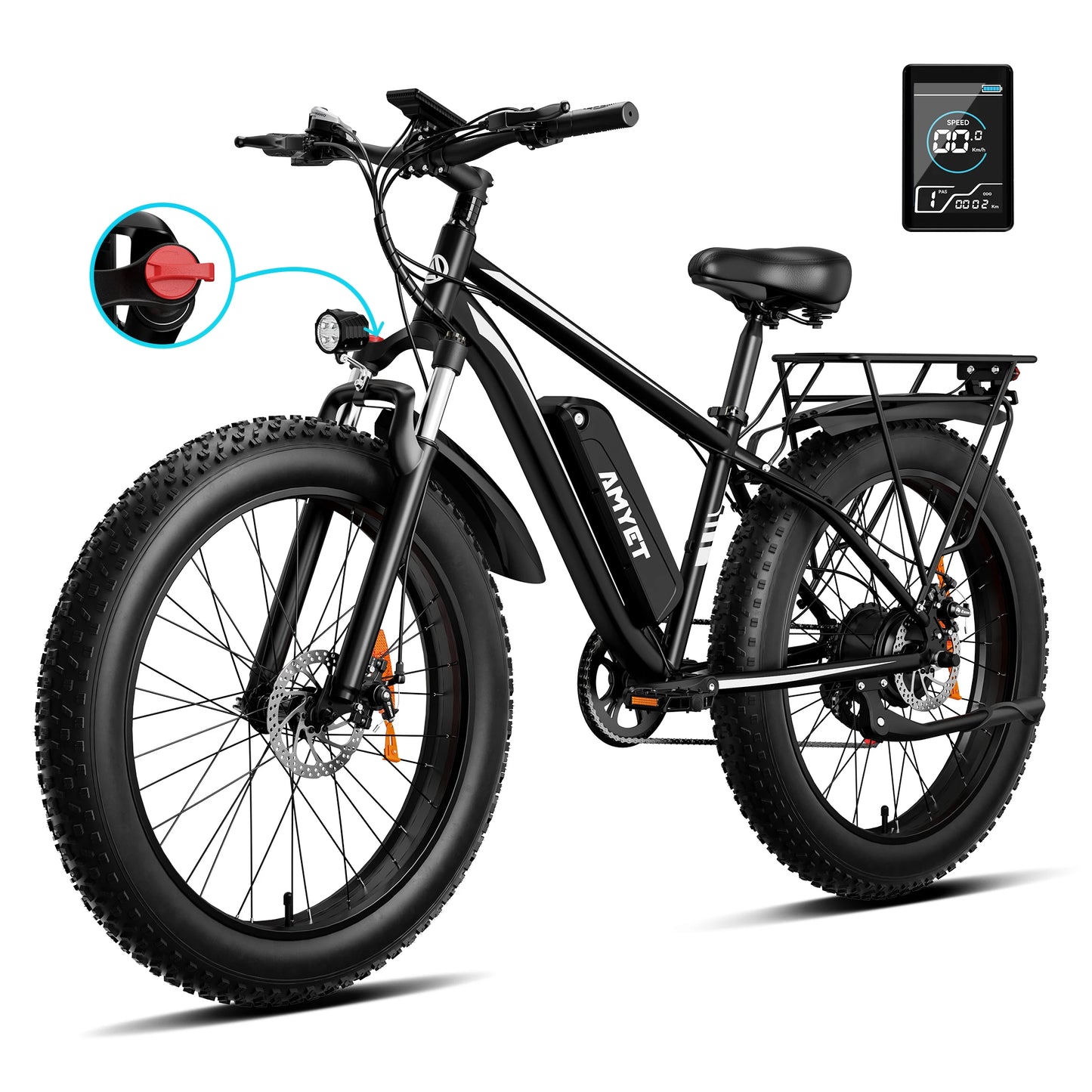 Amyet 1500W Electric Bike Adults Fat Tire Mountain Ebike