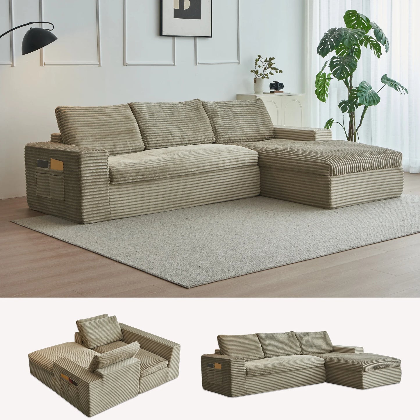 Yeflixvrau Modular Sectional Sofa With Chaise Deep Seat