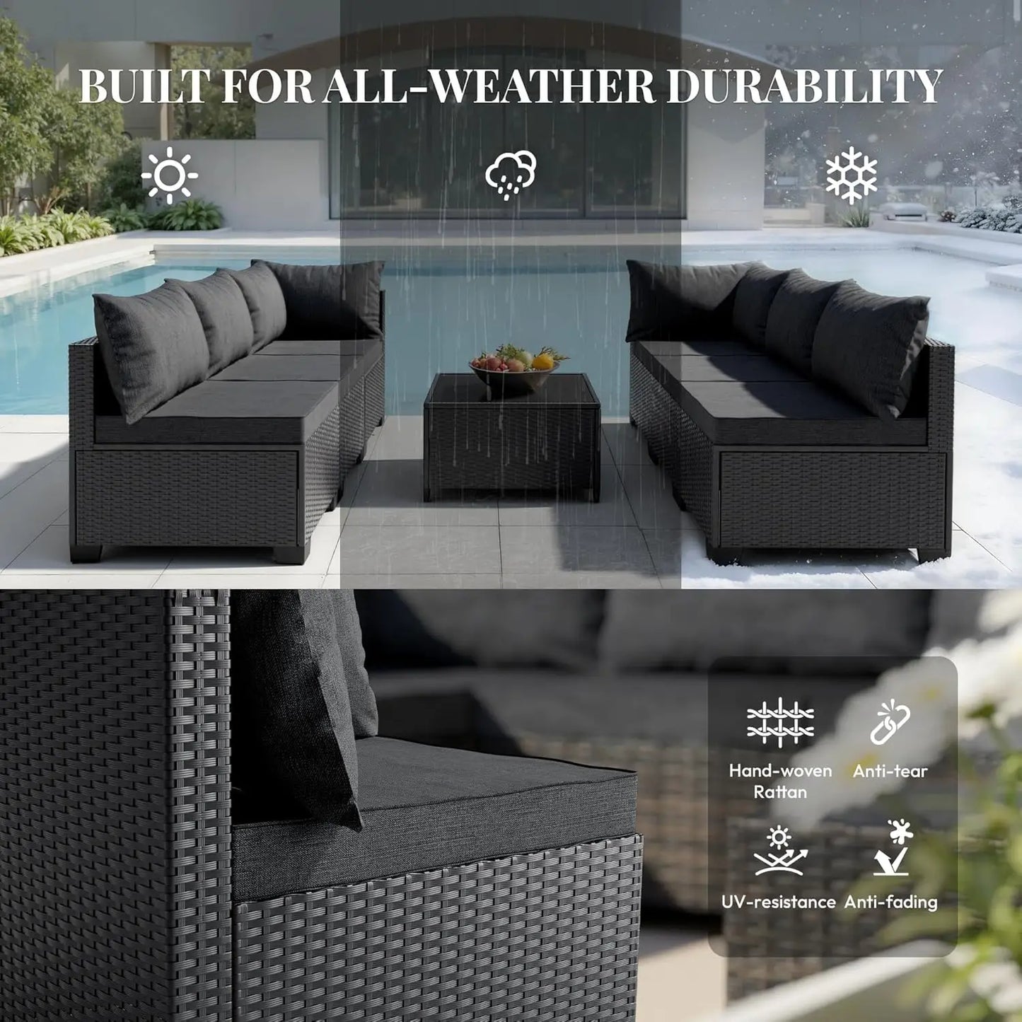 All-Weather Patio Wicker Rattan Modular Outdoor Furniture Set