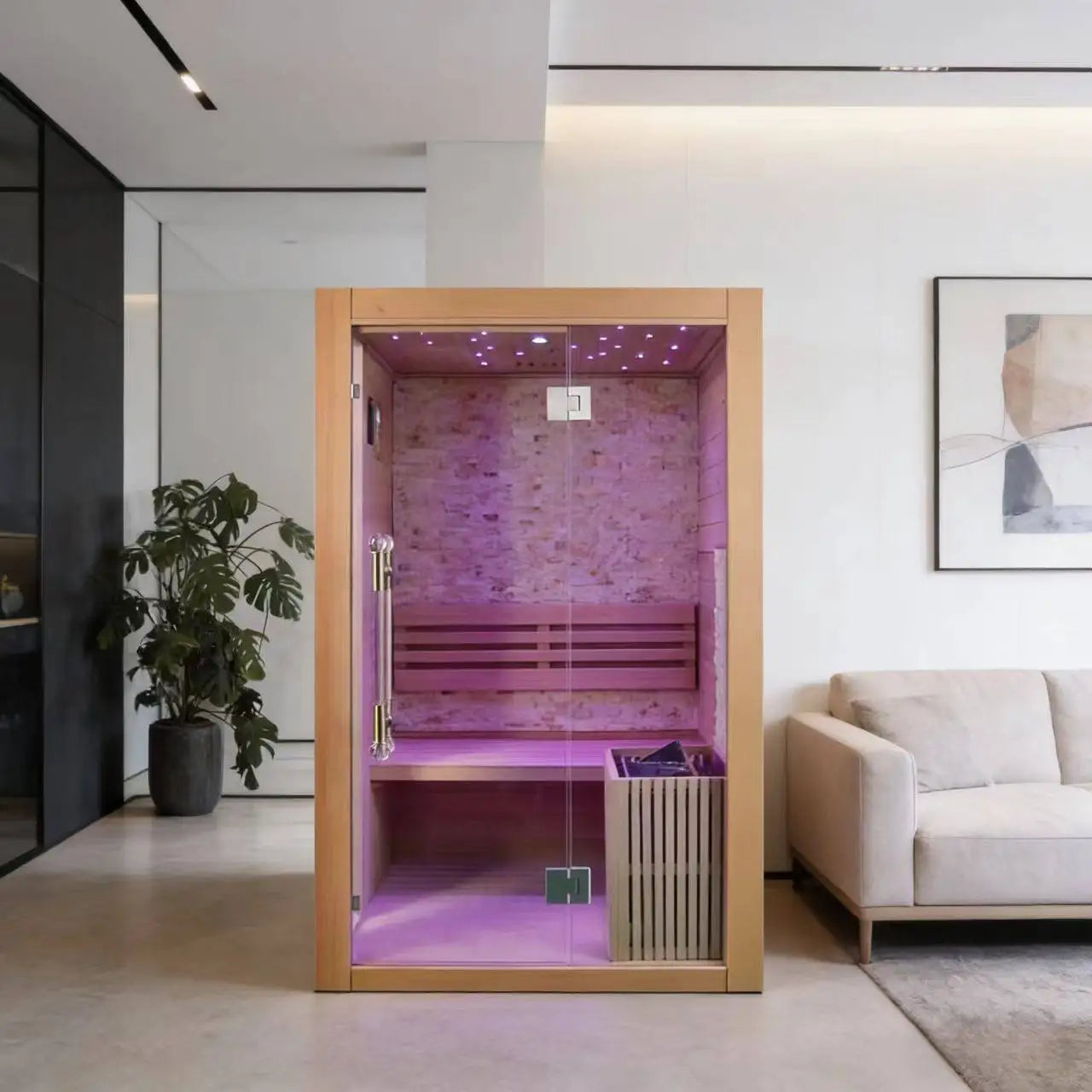 Household Sauna Room With Transom Windows Customizable Steam Cabin