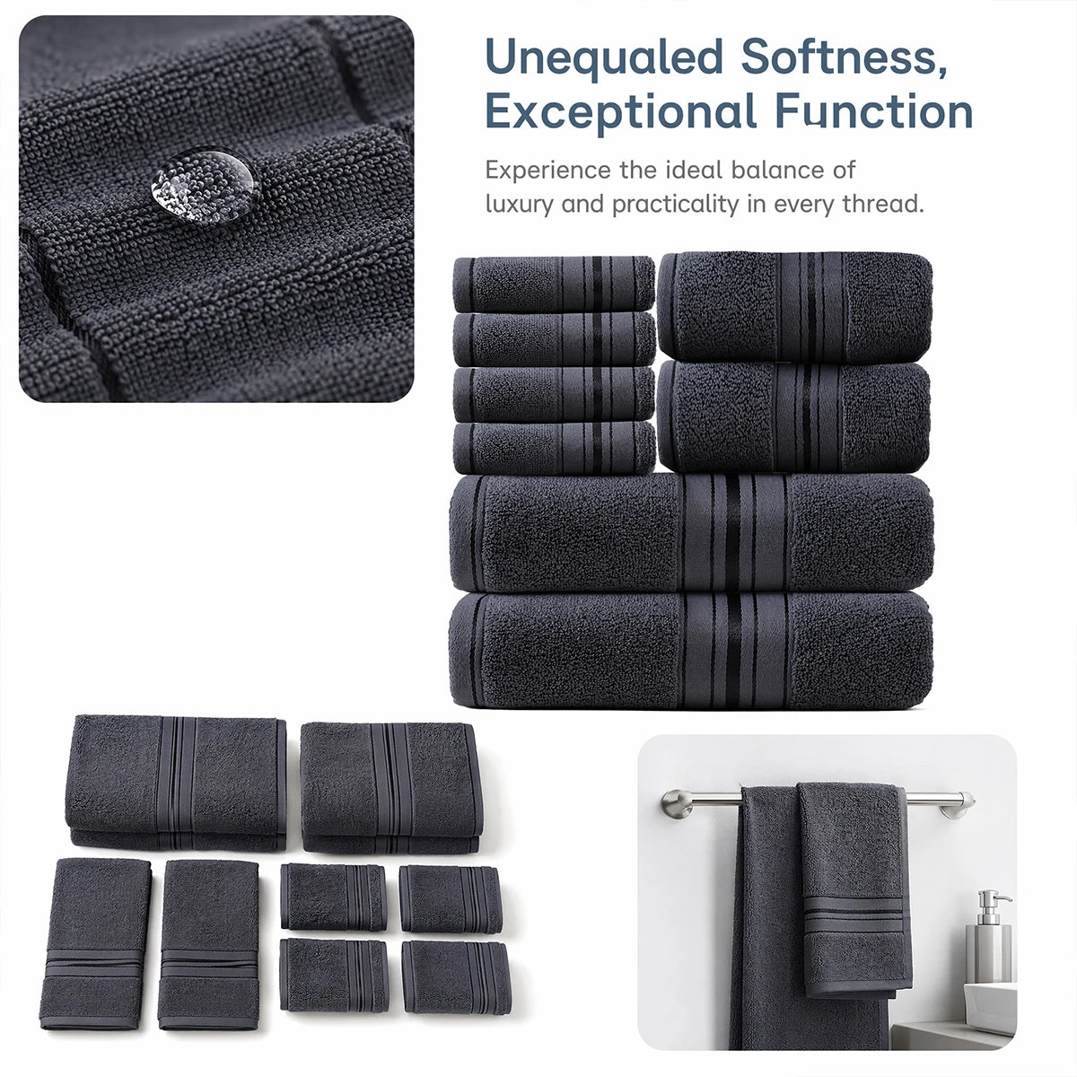 100 Cotton Towel Set 8 Pieces For Bathroom And Spa