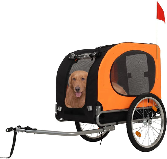 Large Dog Bike Trailer 88Lbs Capacity Pet Bicycle Carrier Foldable Oxford Fabric Universal Coupler with Quick Release Wheels