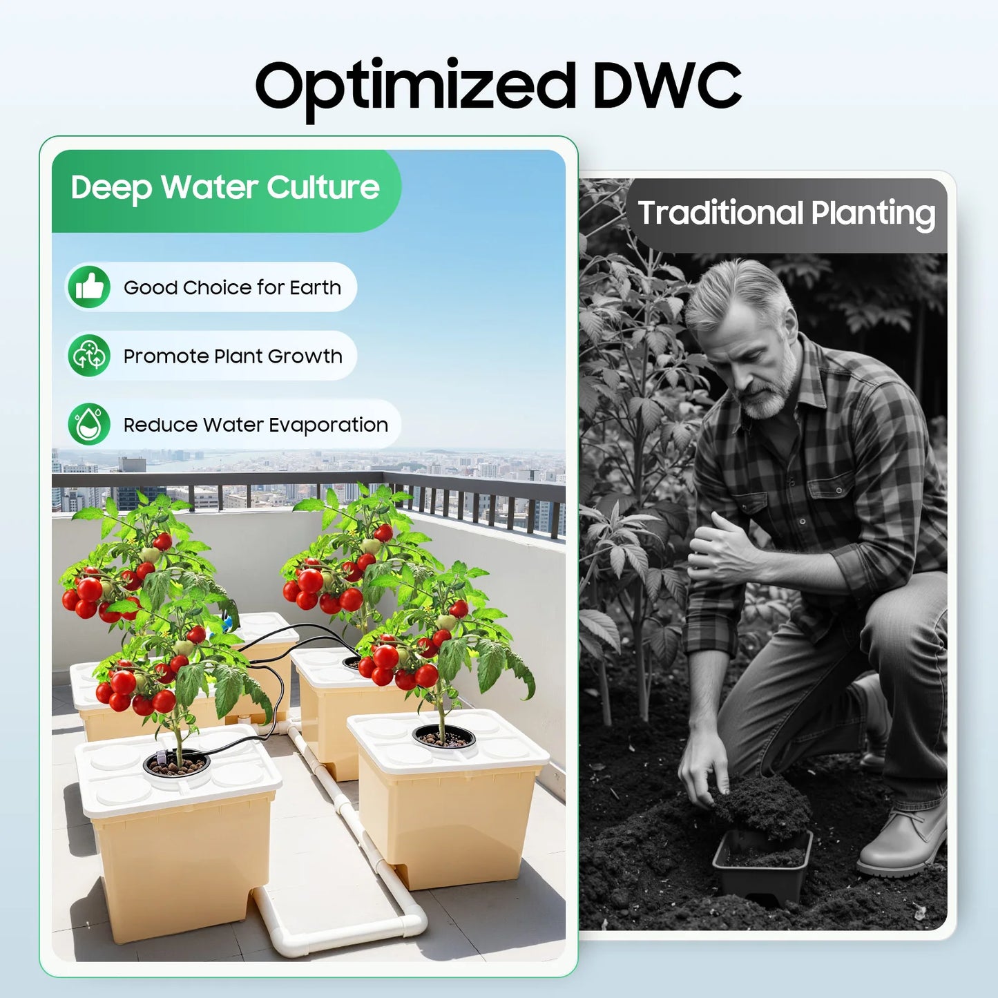 Bymaocar 110V Hydroponic Growing System Kit With 5-Bucket Drip Irrigation