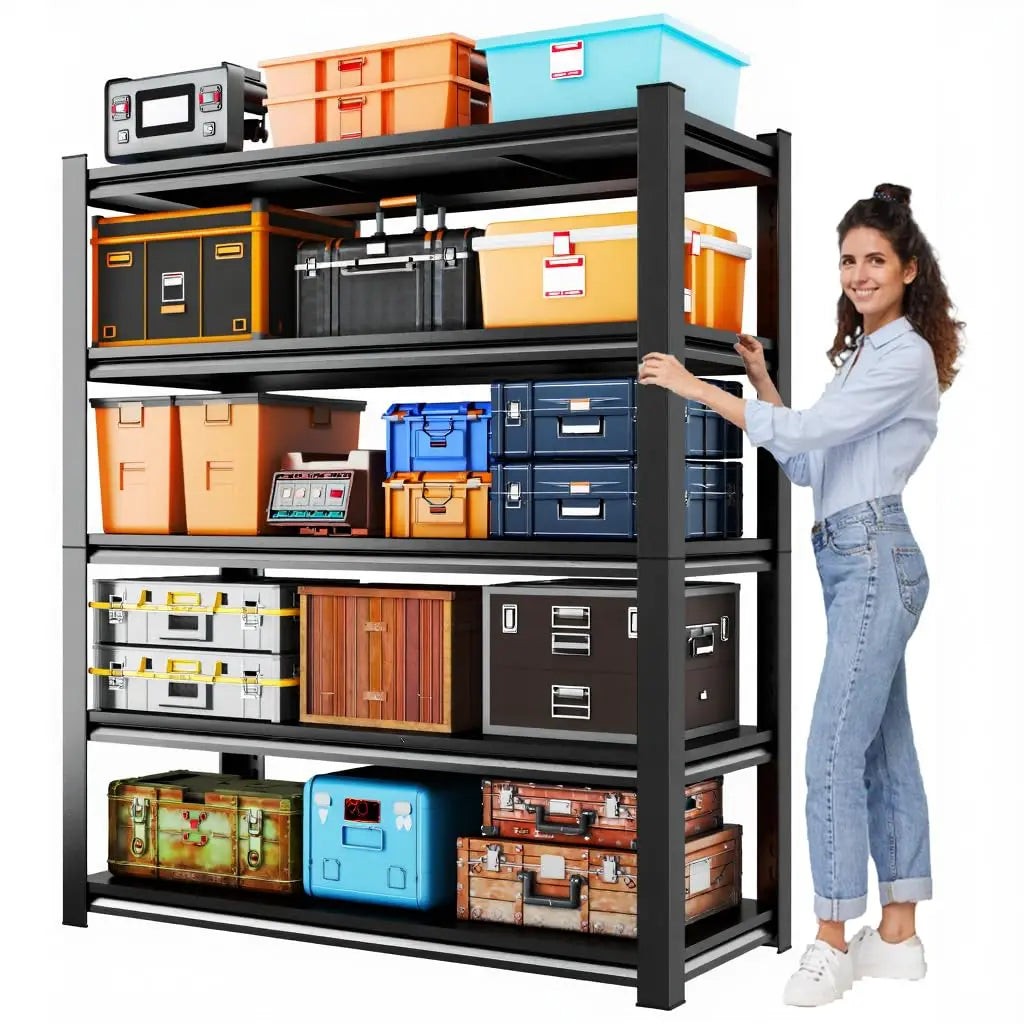 71.2''H Garage Shelving, 3000LBS Heavy Duty Shelvings, Adjustable Garag Storage Shelves, 5 Tier Metal Shelving Unit, Customized