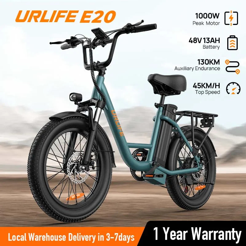 URLIFE E20 1000W Fat Tire Electric Bike With Removable Battery