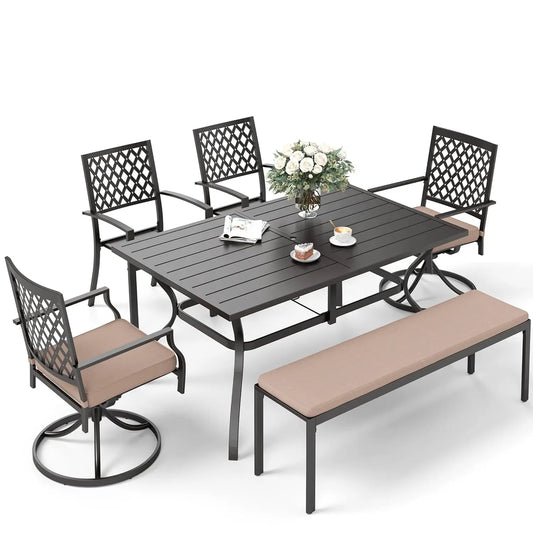 Six Seat Outdoor Patio Dining Set With Umbrella Hole