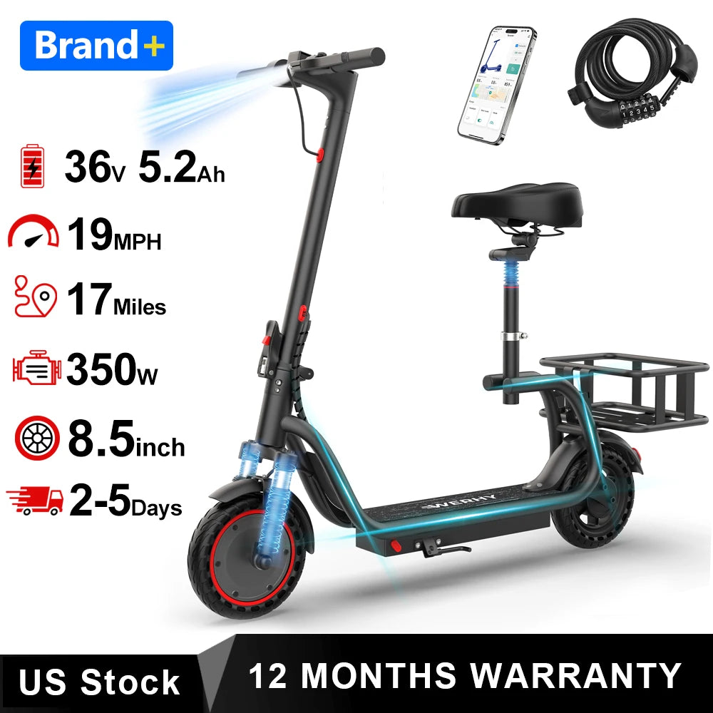 Aovopro 8.5 Inch Foldable Electric Scooter With Seat And Basket