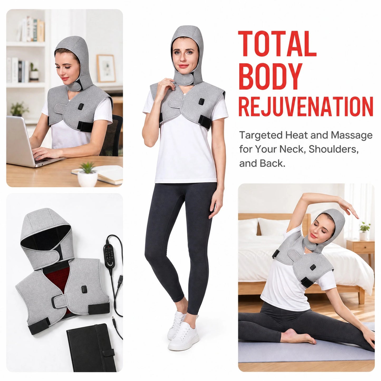 Choice Red Light 660nm Heated Vest And Massage Shawl For Joint Relief