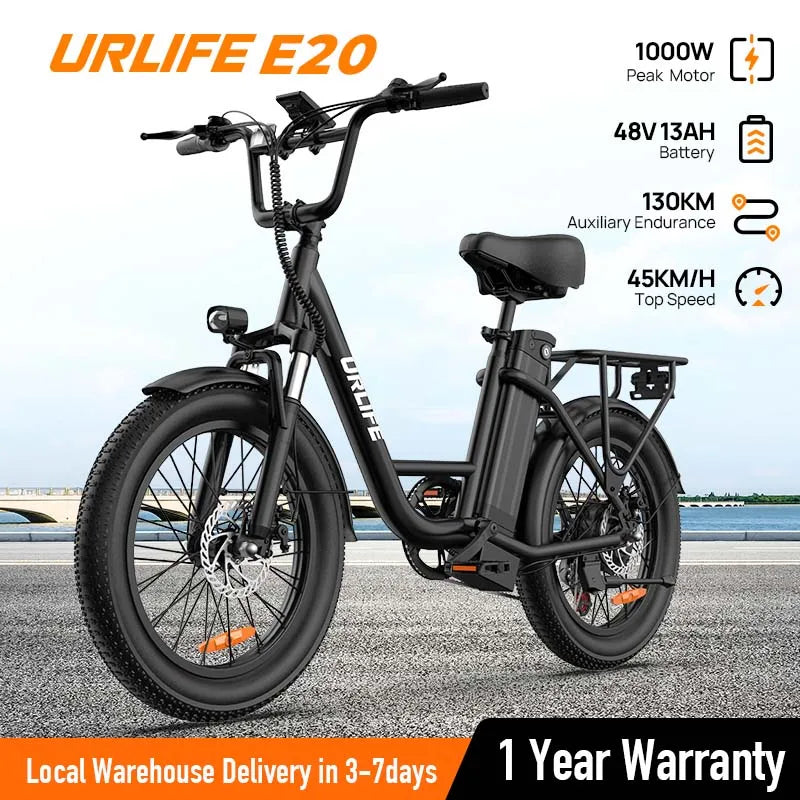 URLIFE E20 1000W Fat Tire Electric Bike With Removable Battery