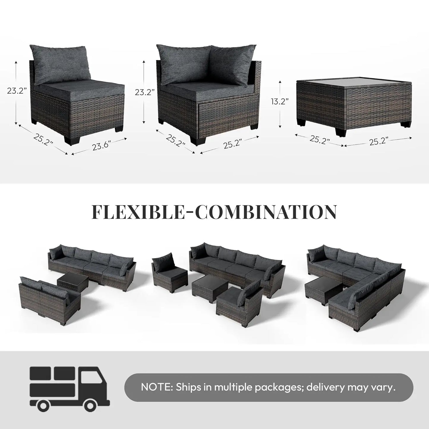 All-Weather Patio Wicker Rattan Modular Outdoor Furniture Set