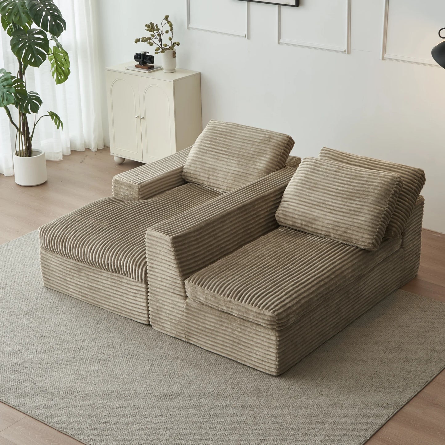 Yeflixvrau Modular Sectional Sofa With Chaise In Corduroy Fabric
