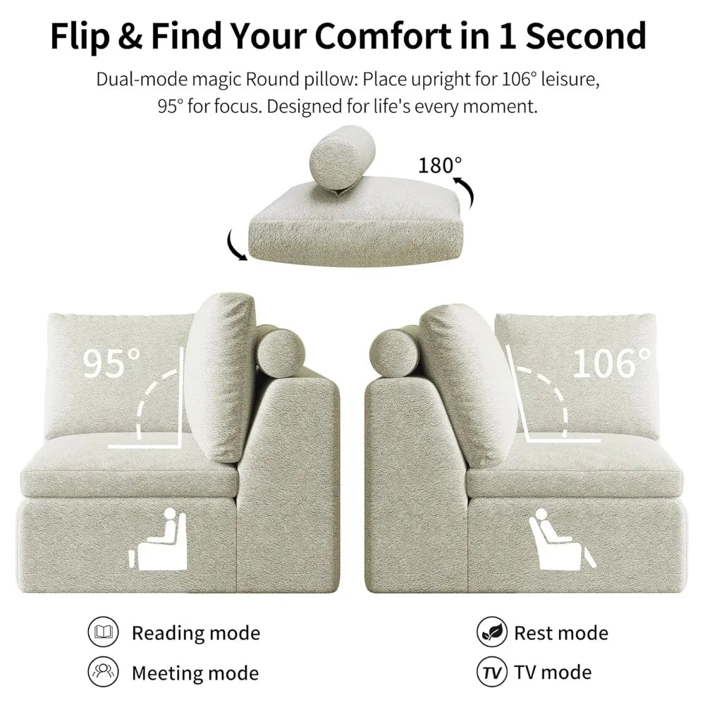 XIAOLANG Modular Sectional Sofa With Deep Seat And 3 Ottomans