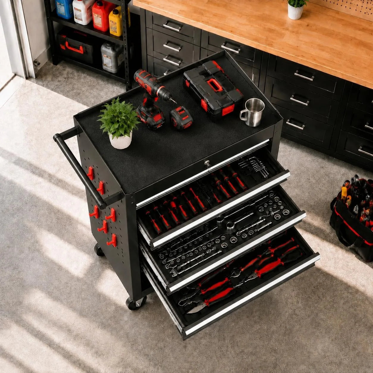 4 Drawer Rolling Tool Chest Portable Carbon Steel Storage Organizer