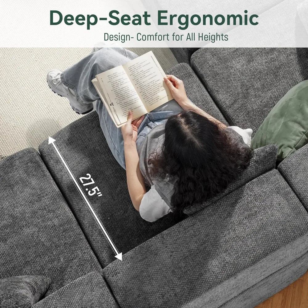 Modular Cloud Sectional Sofa Chenille With Ottoman For Living Room