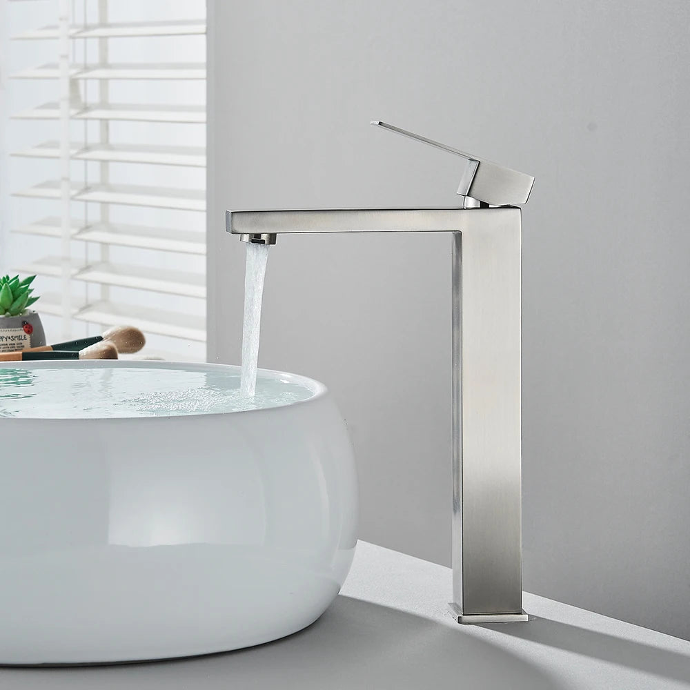 Matte Black Bathroom Basin Faucet Stainless Steel Cold Hot Mixer Deck Mounted Sink Mixer Tap Bathroom Crane Waterfall Tapware
