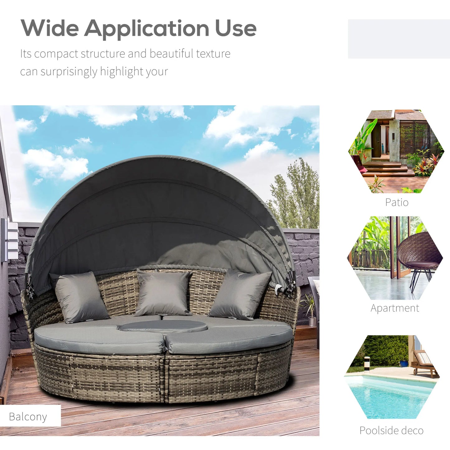 Outsunny Outdoor Convertible Daybed 4 Piece Patio Set