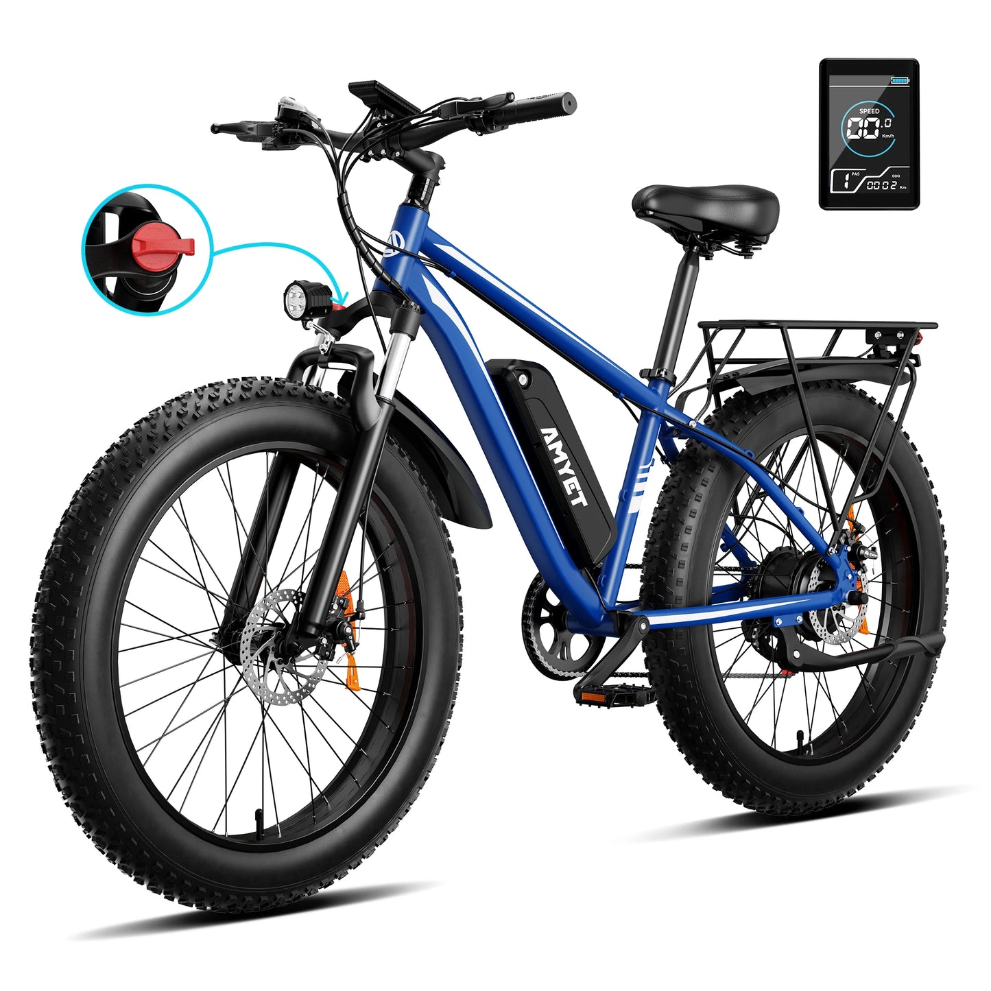 Amyet 1500W Electric Bike Adults Fat Tire Mountain Ebike